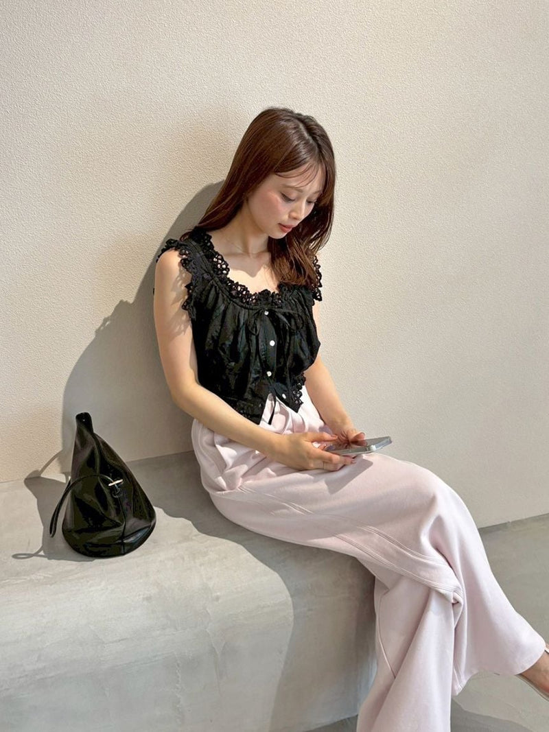 cropped cotton ruffle blouse