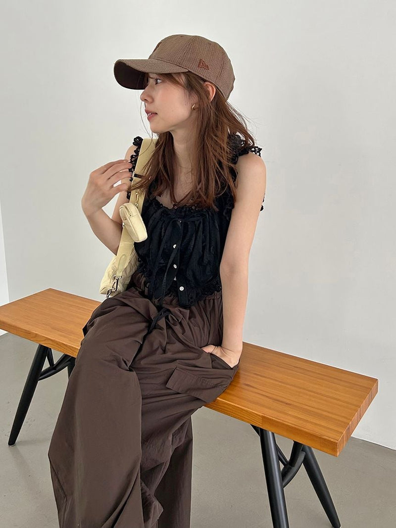 cropped cotton ruffle blouse