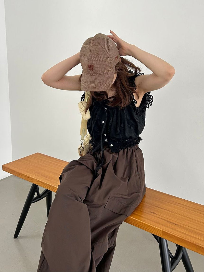 cropped cotton ruffle blouse