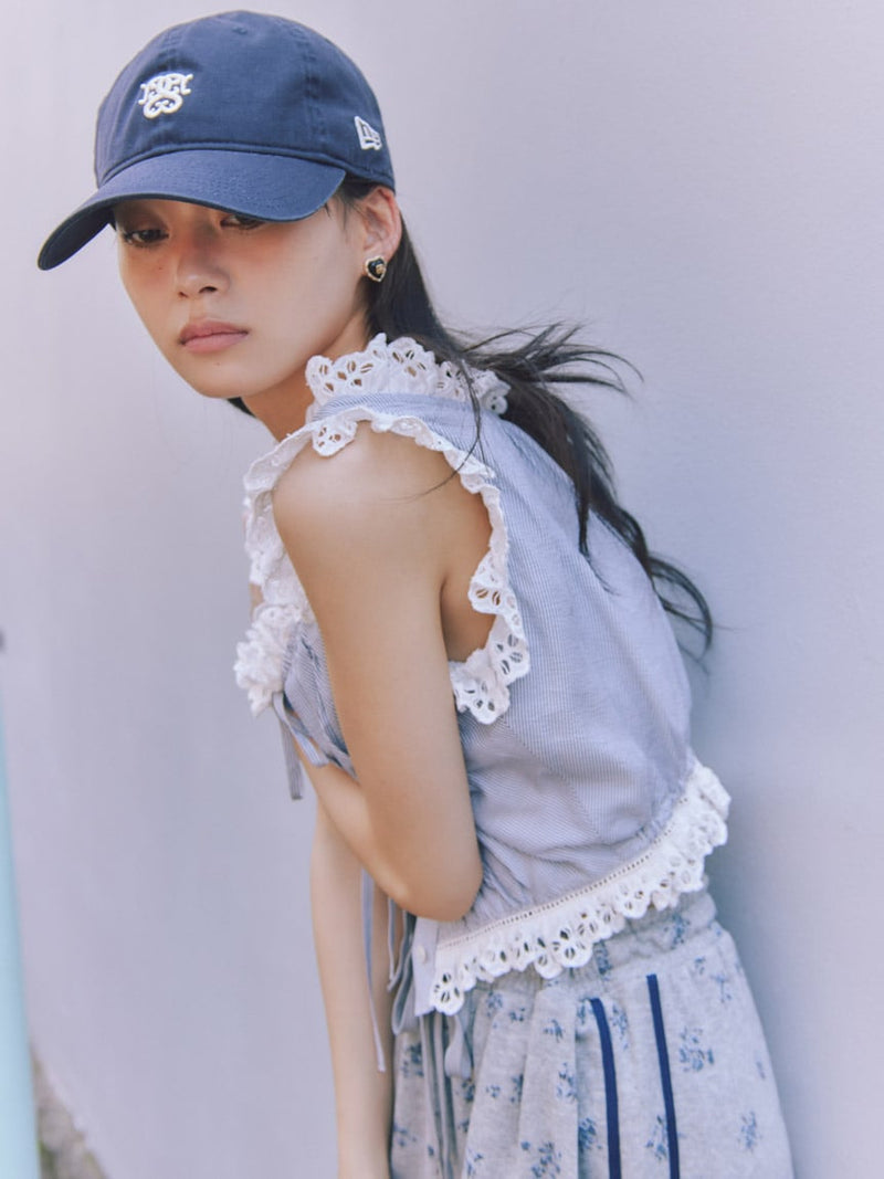 cropped cotton ruffle blouse