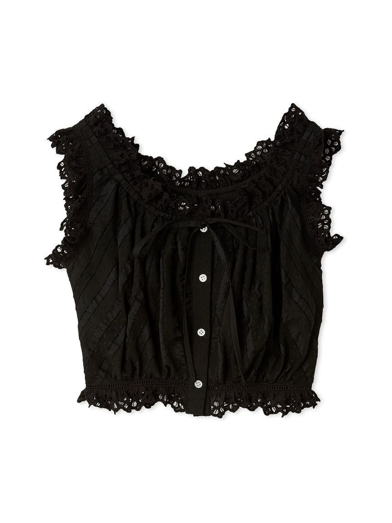 cropped cotton ruffle blouse