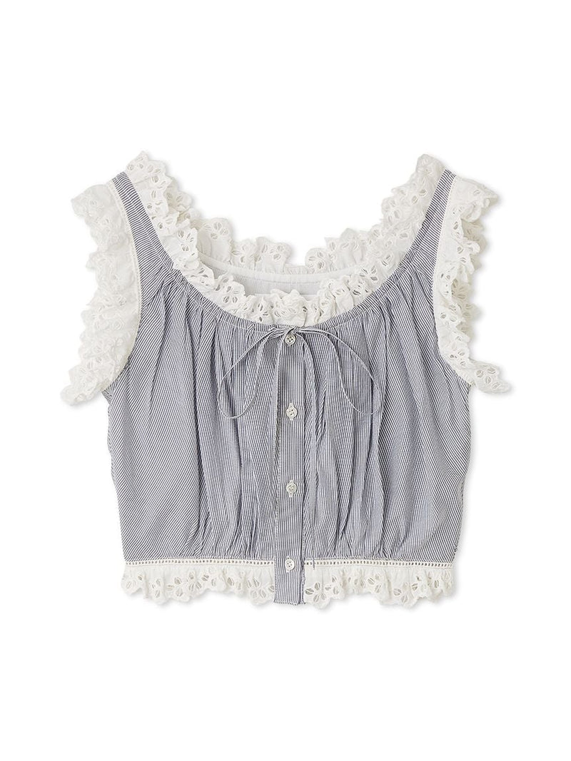 cropped cotton ruffle blouse