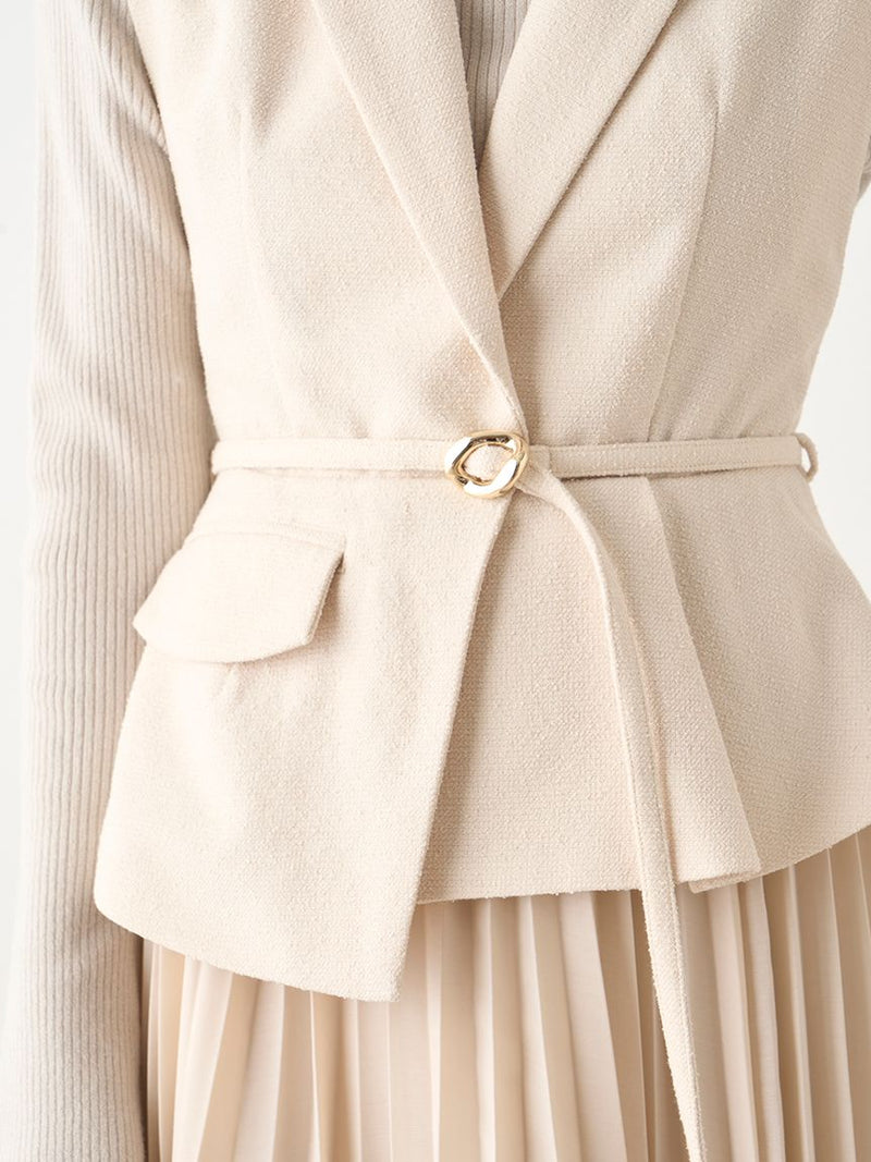 tweed docking pleated skirt with belt