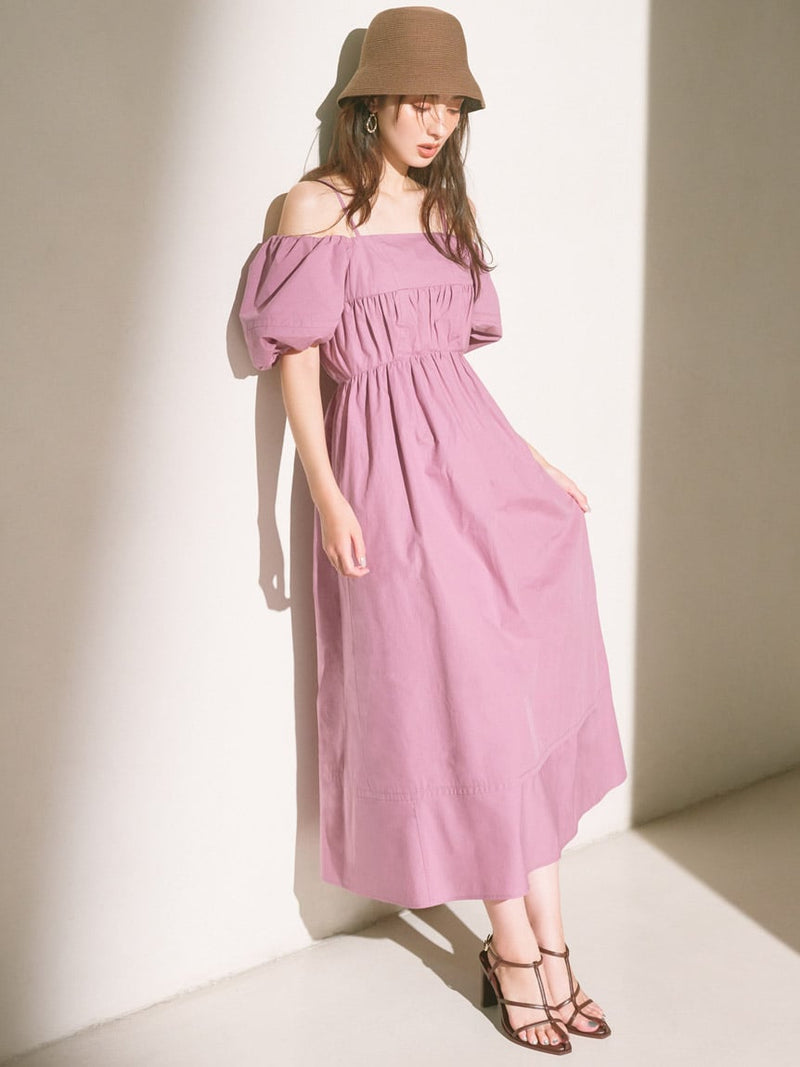 off-the-shoulder puff sleeve dress