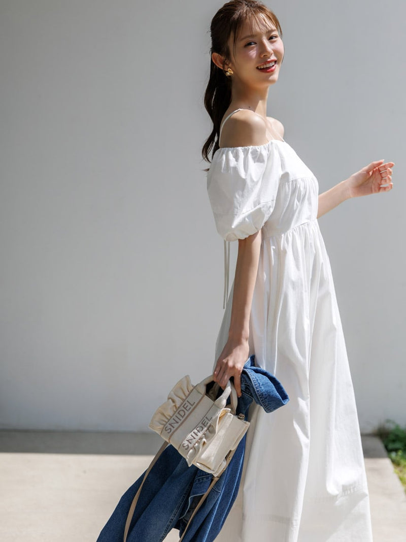 off-the-shoulder puff sleeve dress