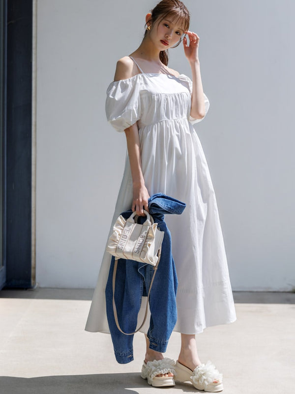 off-the-shoulder puff sleeve dress