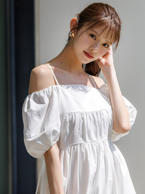 off-the-shoulder puff sleeve dress