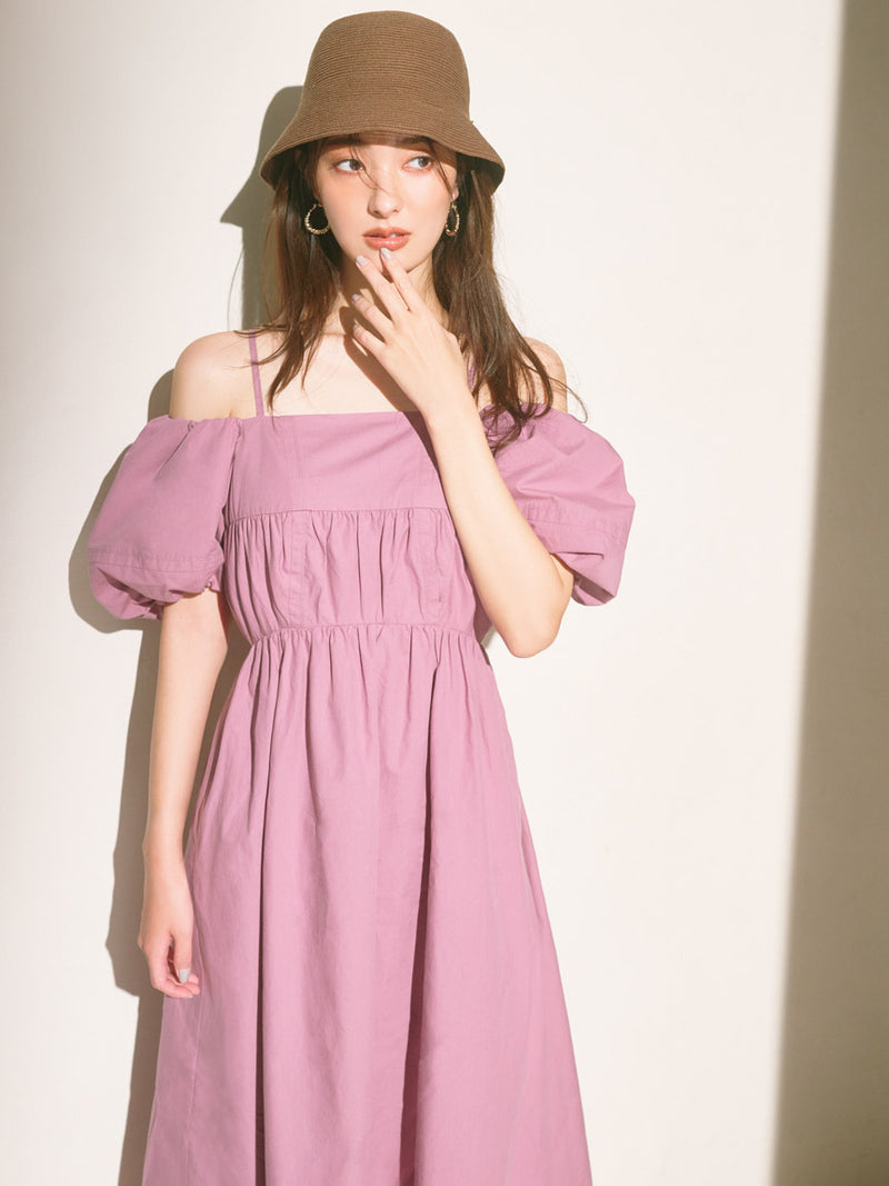 off-the-shoulder puff sleeve dress