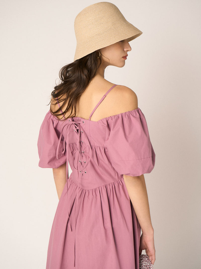 off-the-shoulder puff sleeve dress