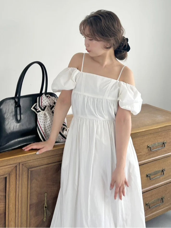 off-the-shoulder puff sleeve dress