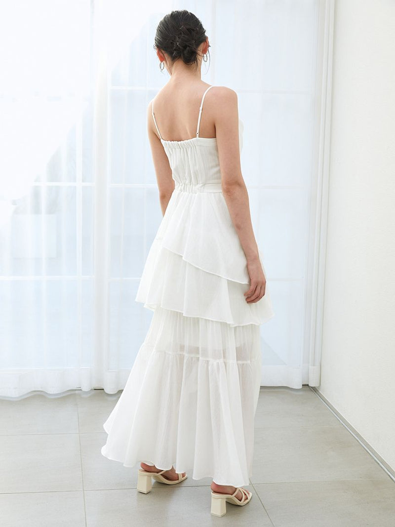 asymmetrical tiered cami dress