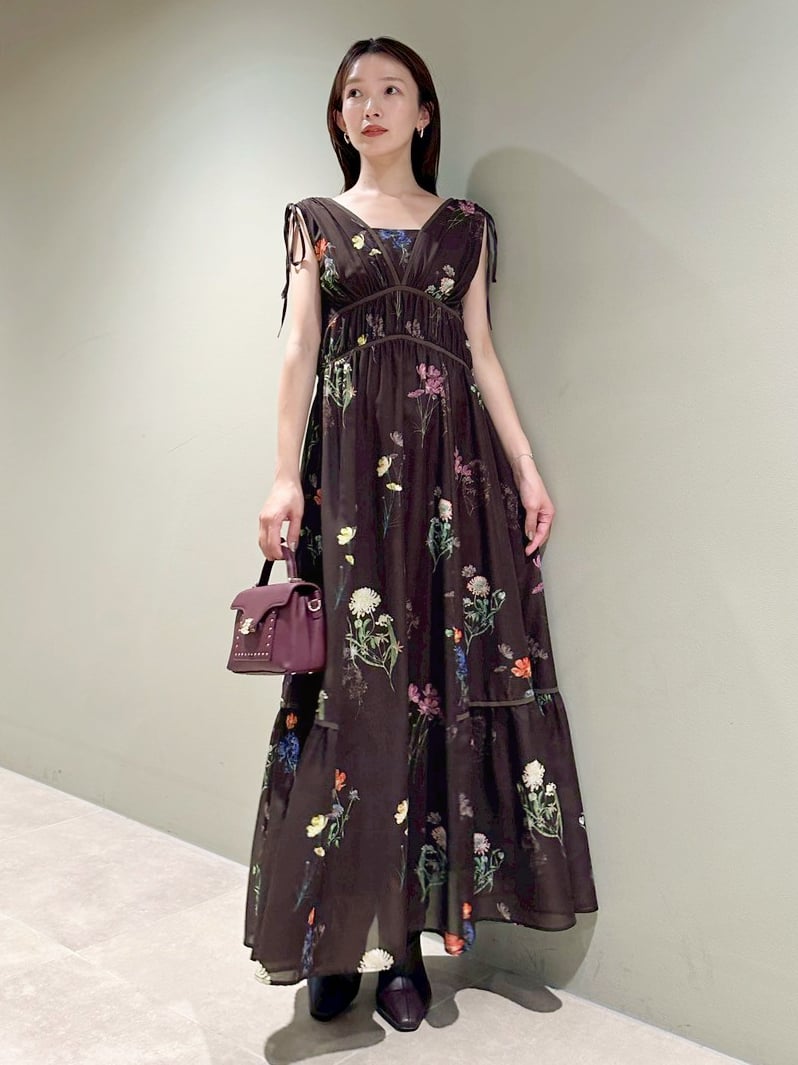 flower drawstring detail dress