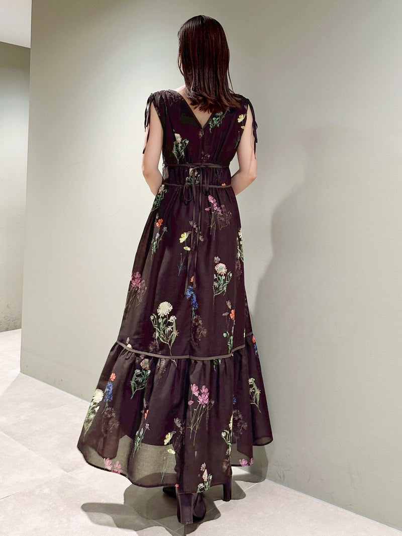flower drawstring detail dress