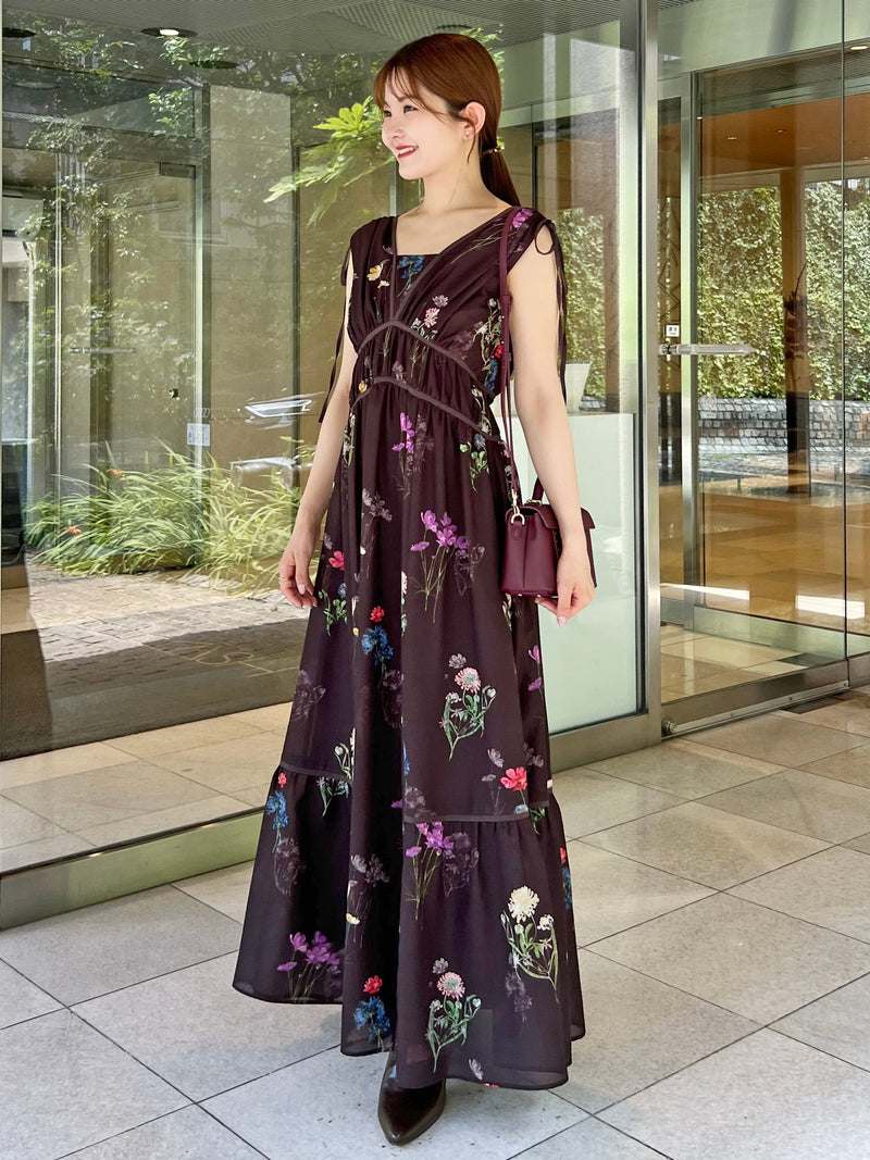 flower drawstring detail dress