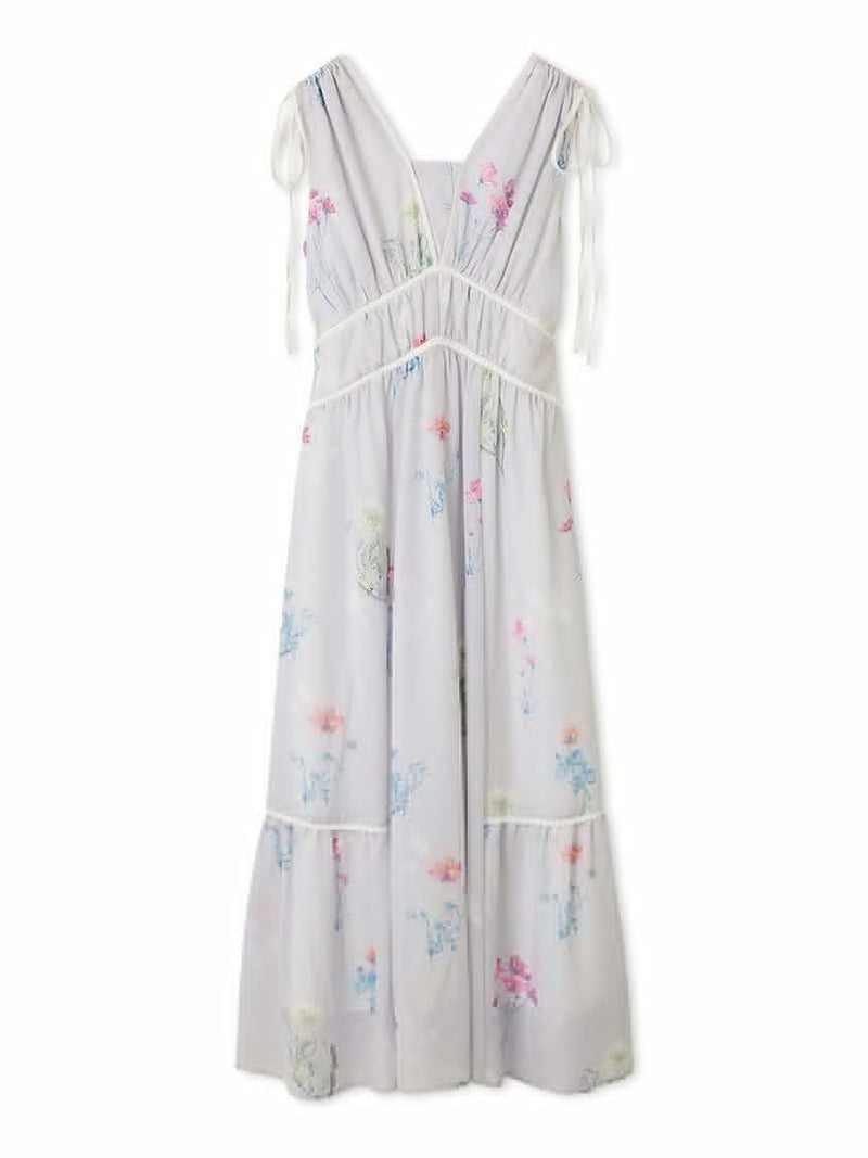 flower drawstring detail dress