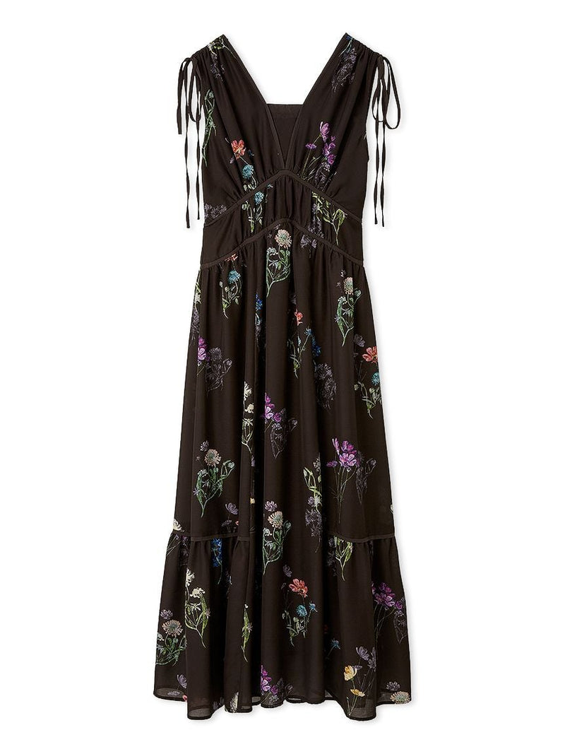 flower drawstring detail dress