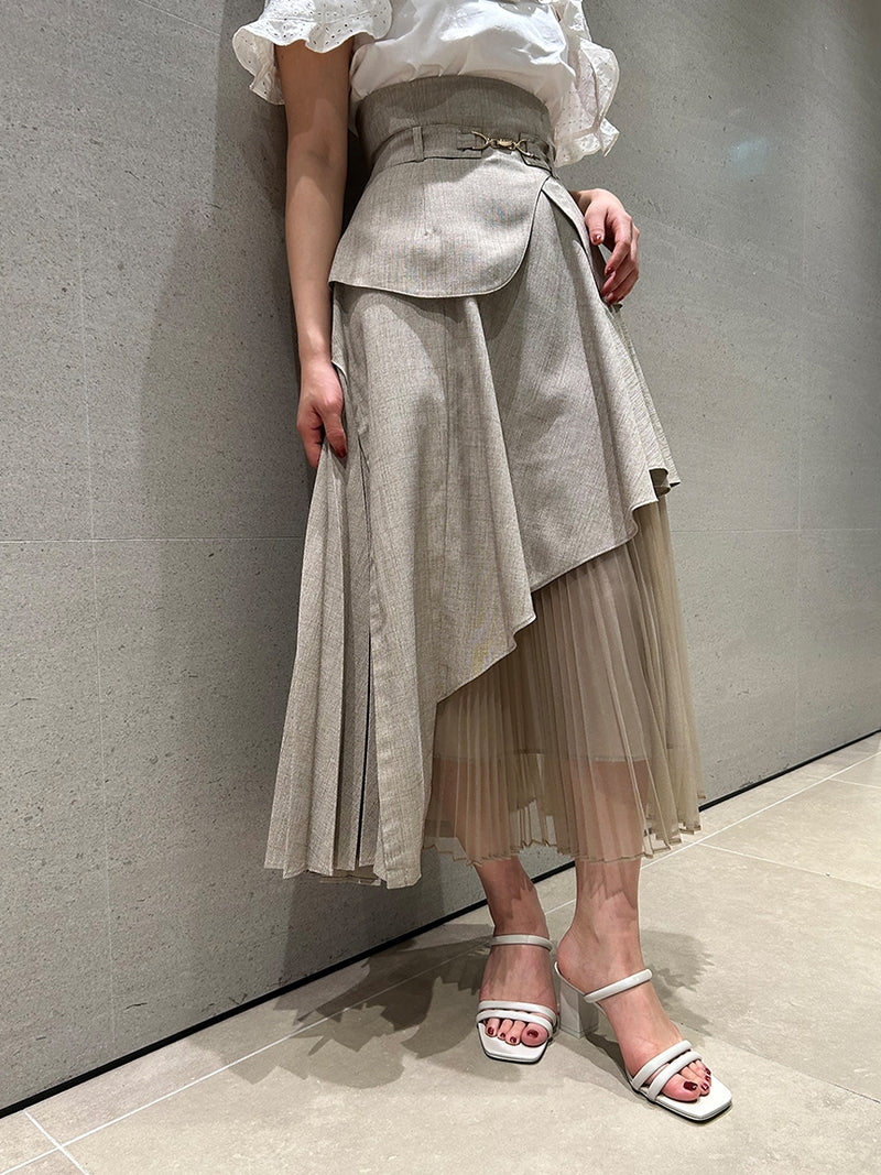 bit pleat switching skirt