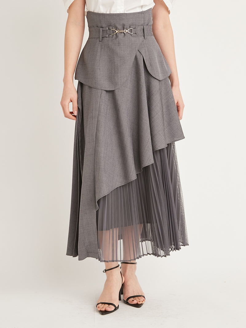 bit pleat switching skirt