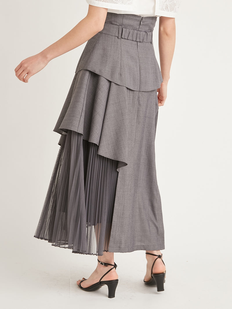 bit pleat switching skirt