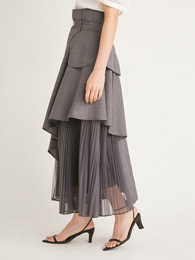 bit pleat switching skirt