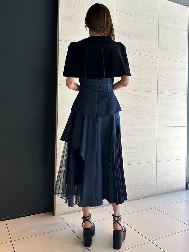 bit pleat switching skirt