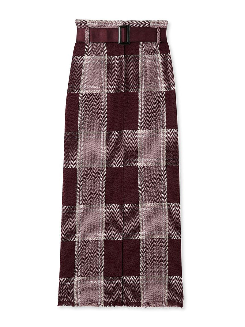 belted roving check tight skirt