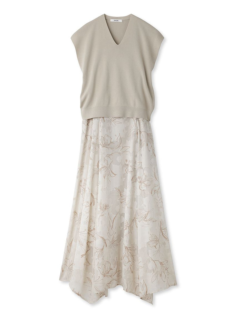 knit layered print dress