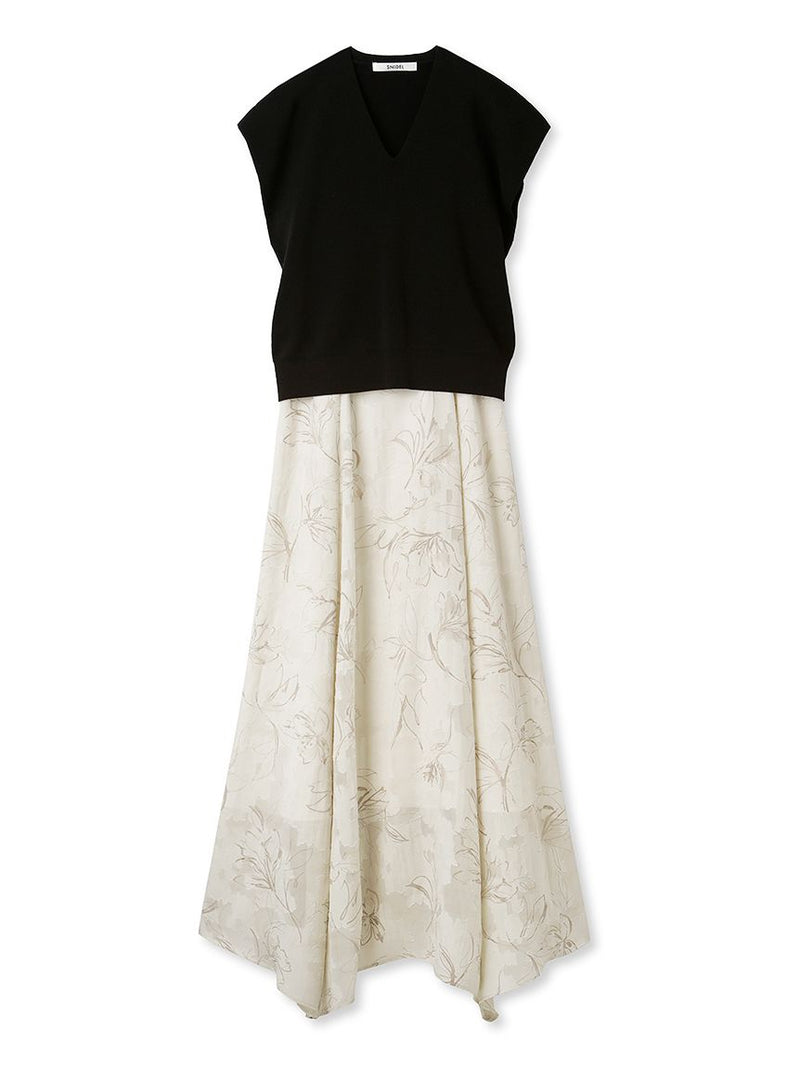 knit layered print dress