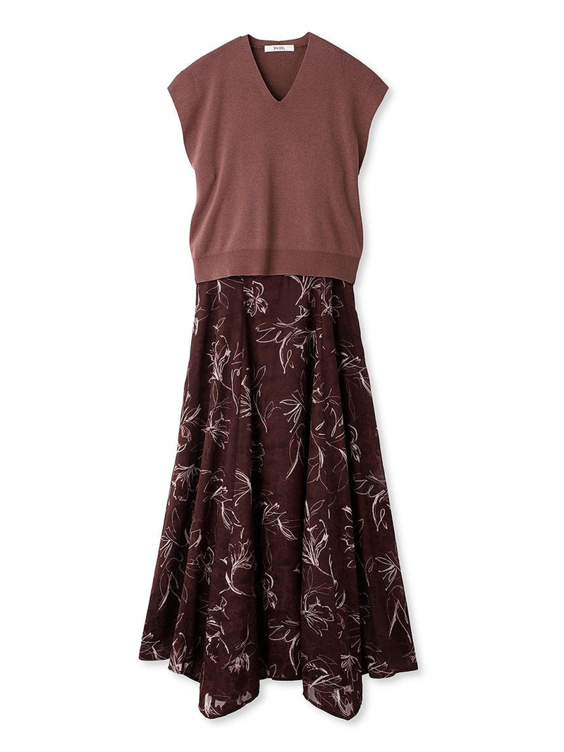 knit layered print dress