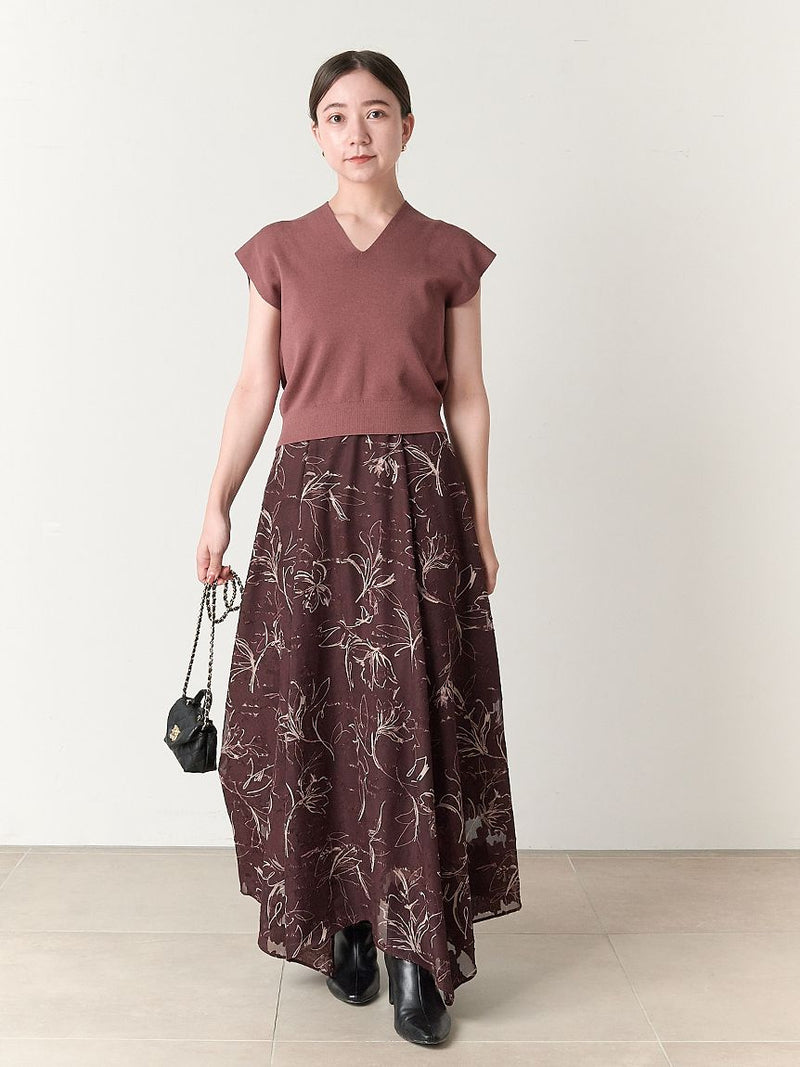 knit layered print dress
