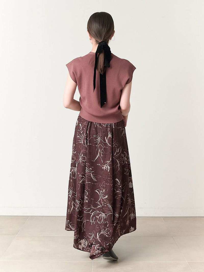 knit layered print dress