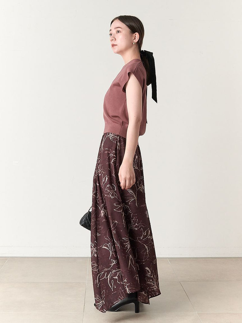 knit layered print dress