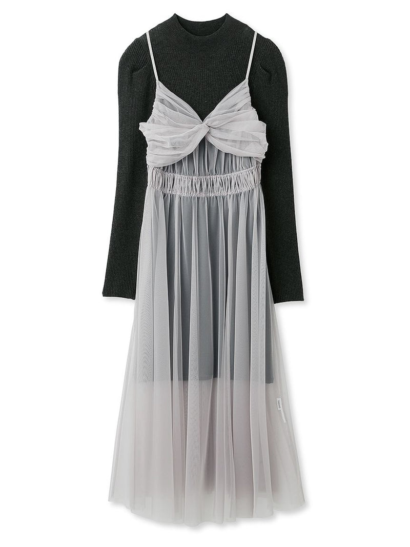 tulle cami x knit dress