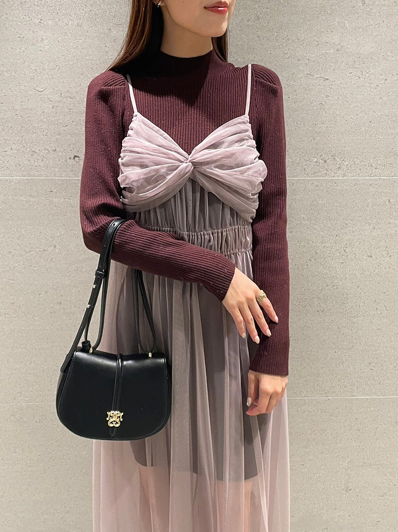 tulle cami x knit dress