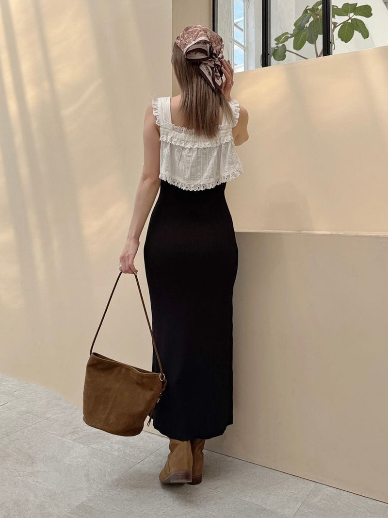 lace docking knit dress