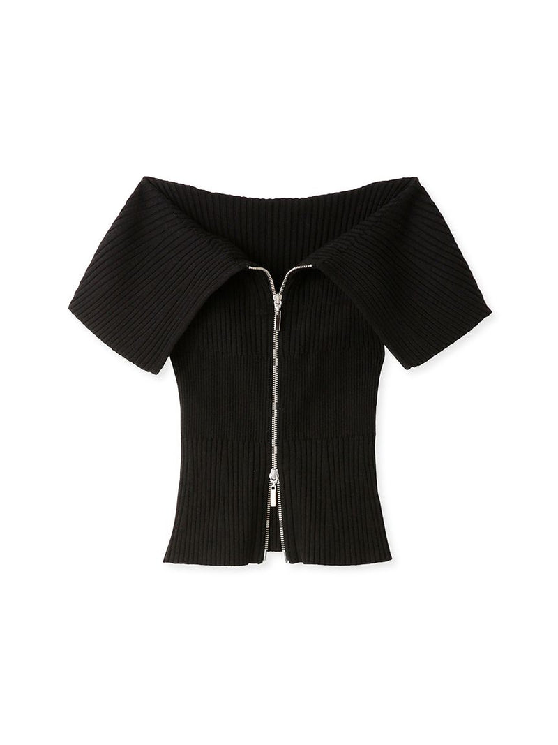 front zip design knit pullover