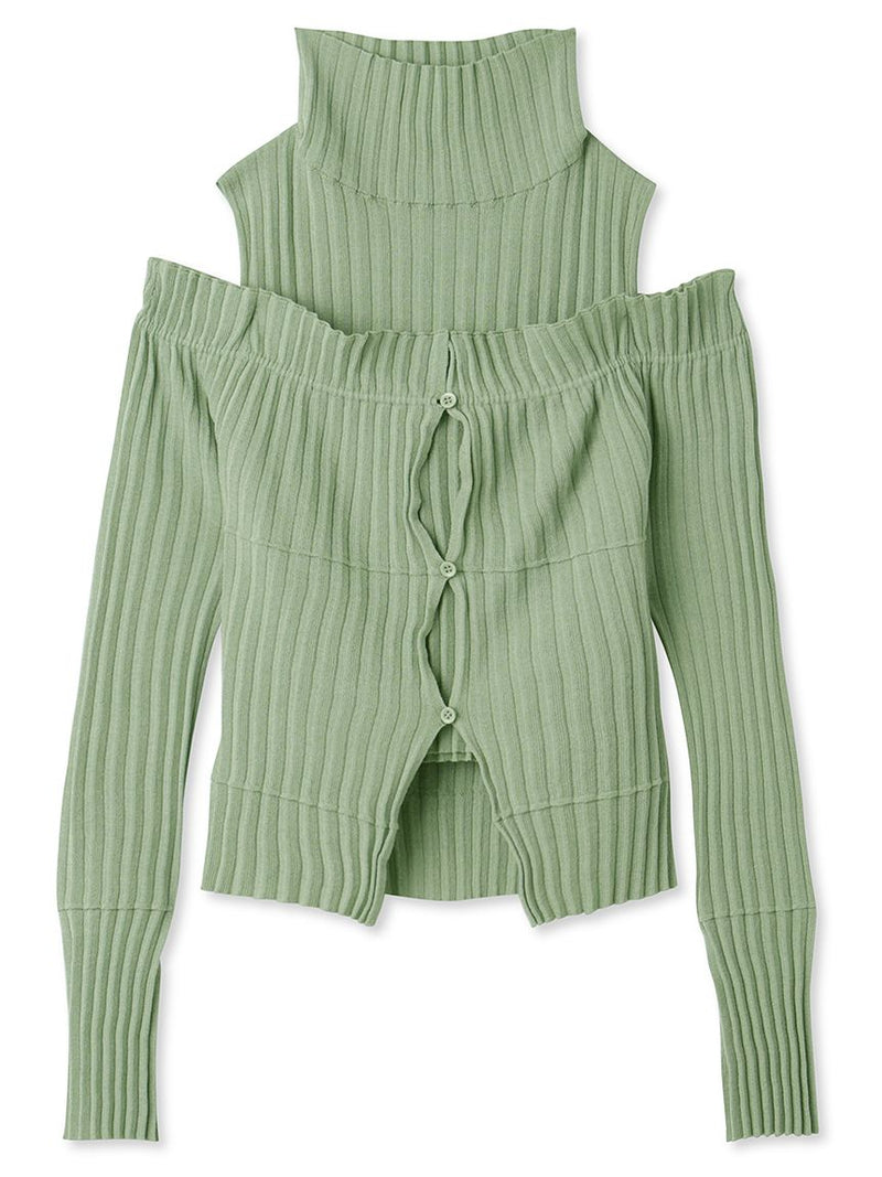 cropped top & off shoulder cardigan set