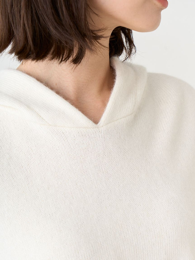 cropped knit hoodie