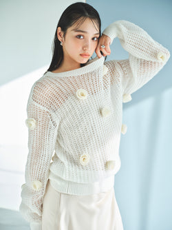 flower motif knit pullover