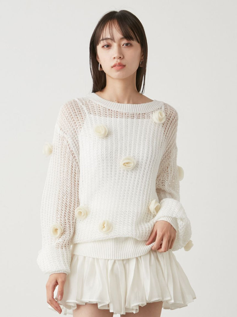 flower motif knit pullover