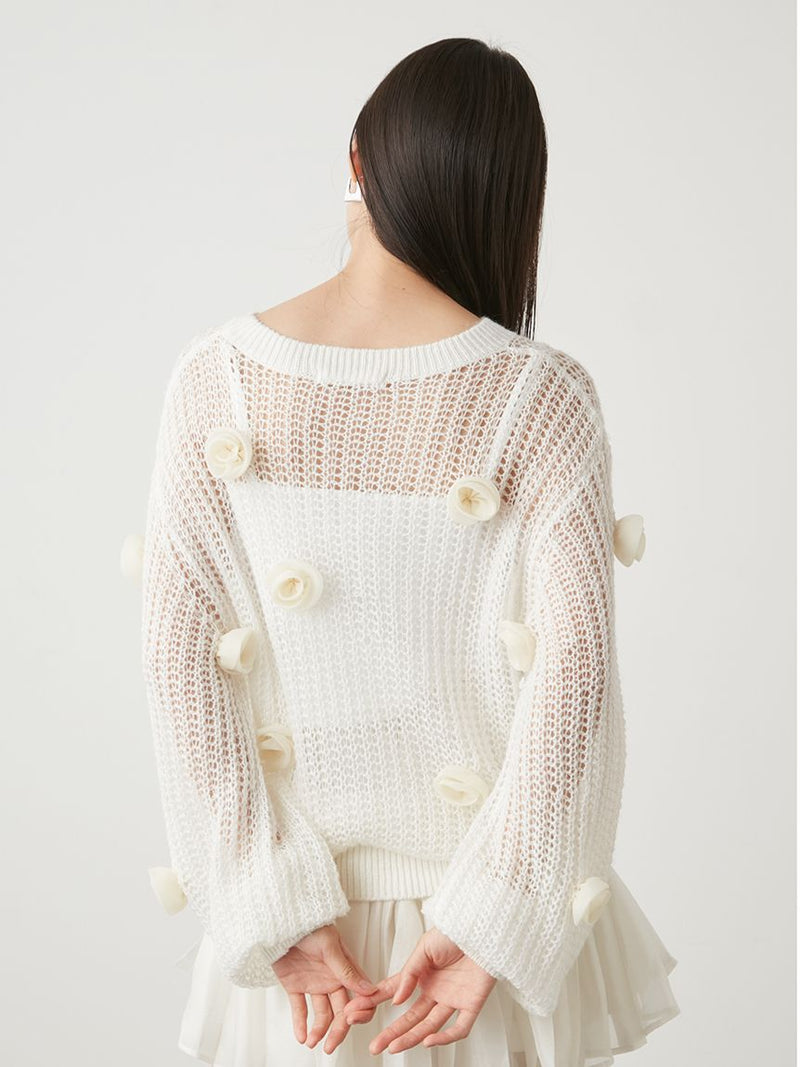 flower motif knit pullover