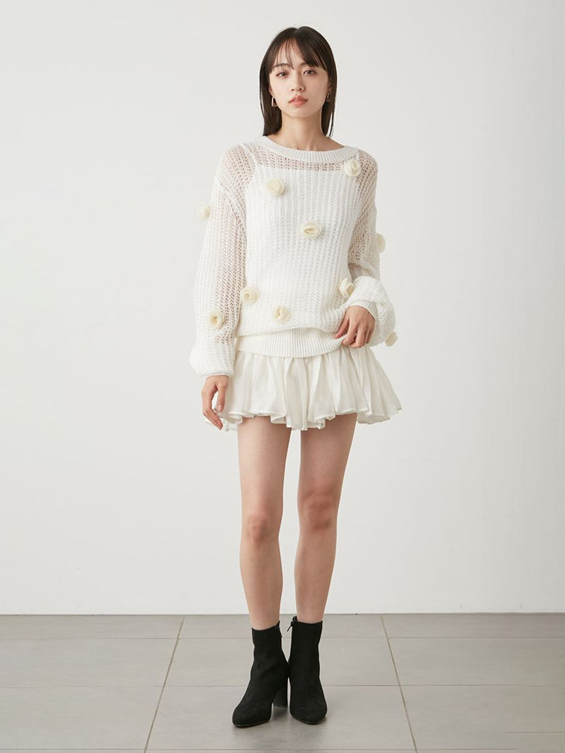 flower motif knit pullover