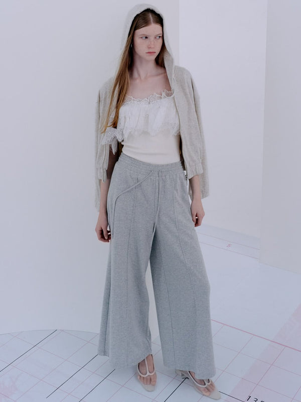 lace-docking knit pullover