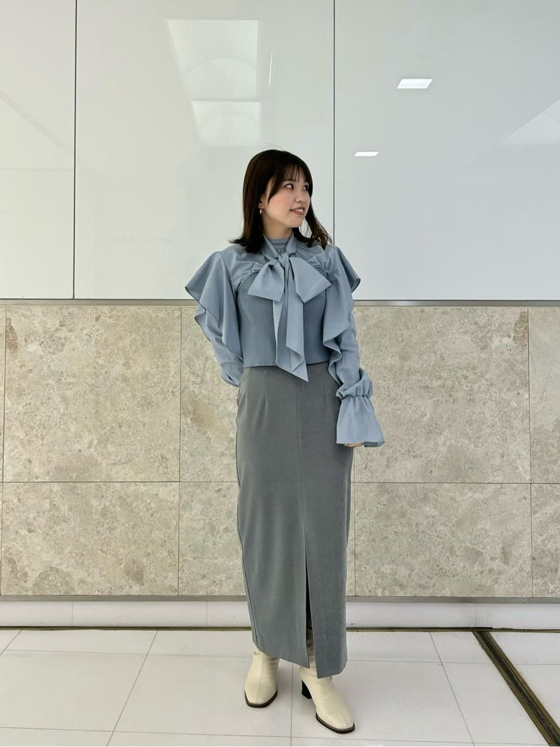 knit bustier bowtie blouse