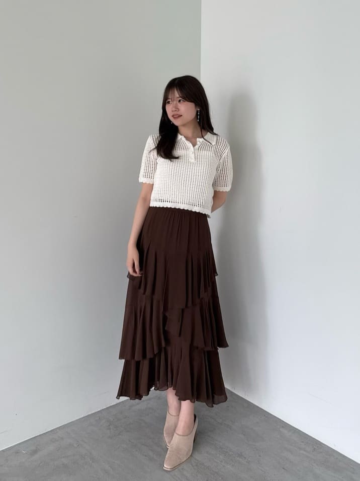 crochet polo collar knit top