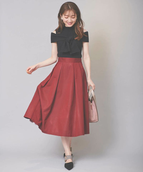 back tulate taffeta flared skirt