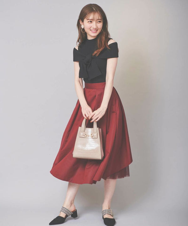 back tulate taffeta flared skirt