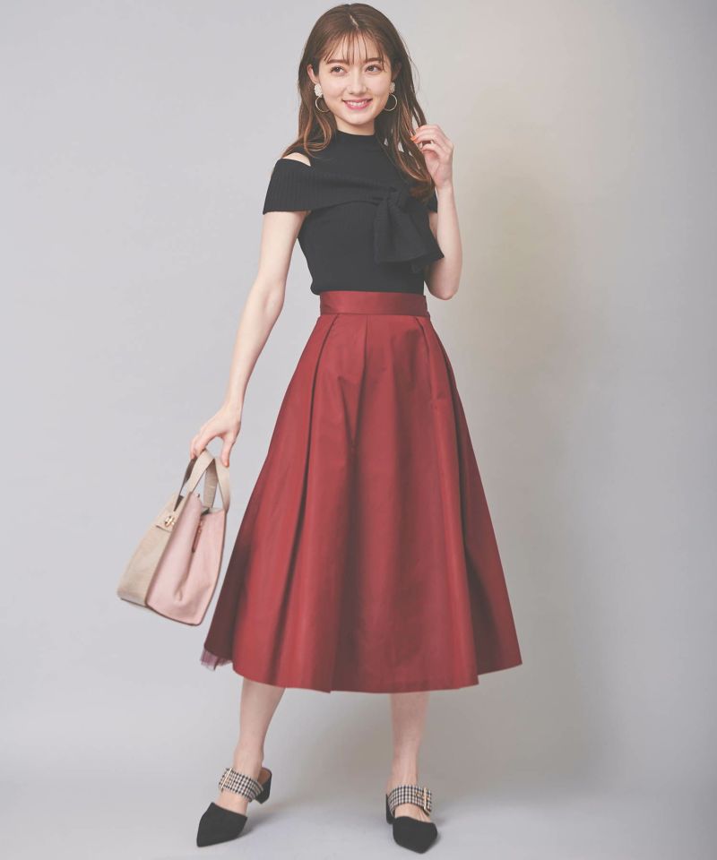 back tulate taffeta flared skirt