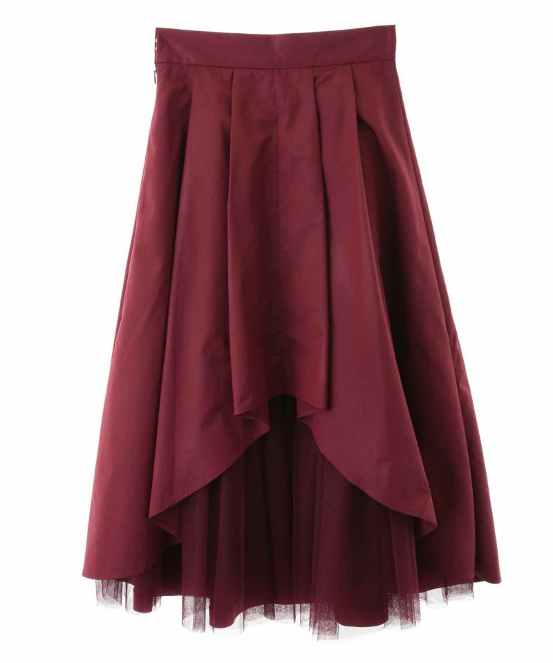 back tulate taffeta flared skirt
