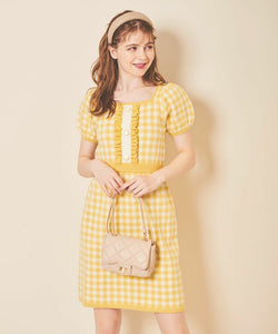 gingham jacquard knit dress